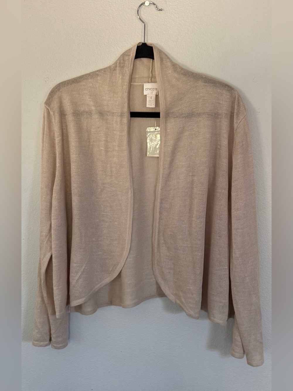 Chico's Women’s Abigail Shrug Sweater Roll Tab Sleeves Size 4 (XXL) NWT